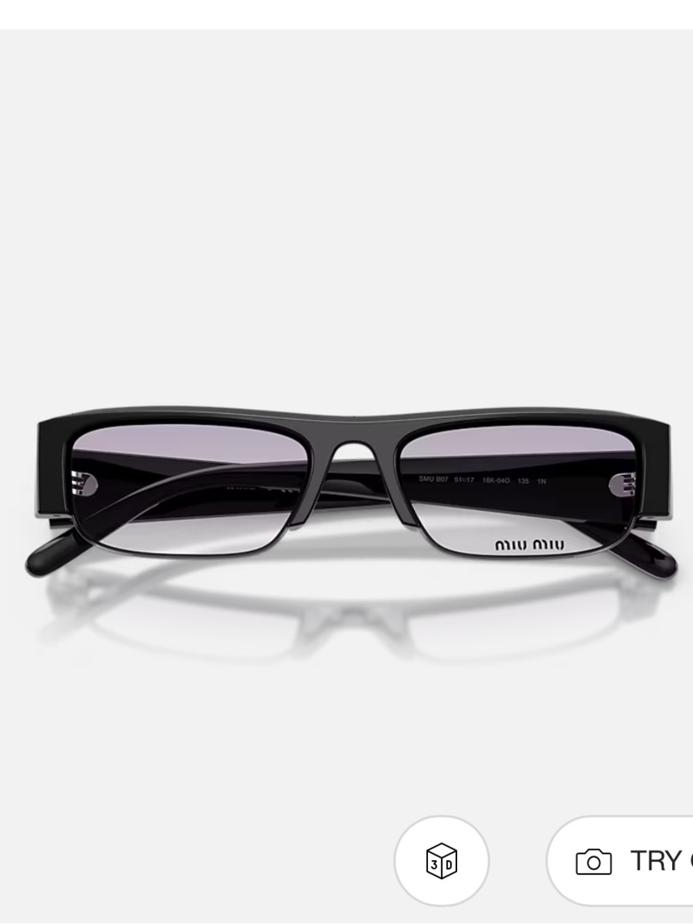 Miu Miu Black Rectangular Sunglasses